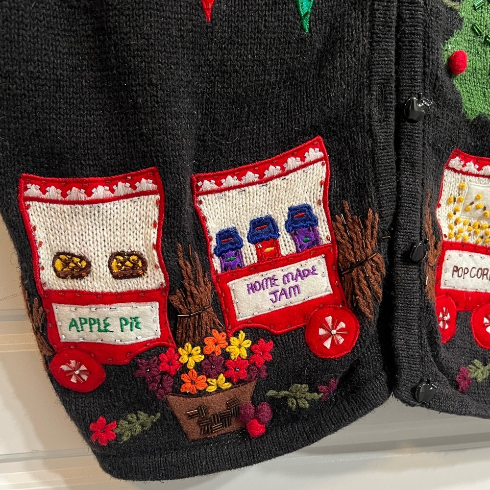 Bobbie Brooks Black Knit with Colorful Floral Design - Picture 10 of 13
